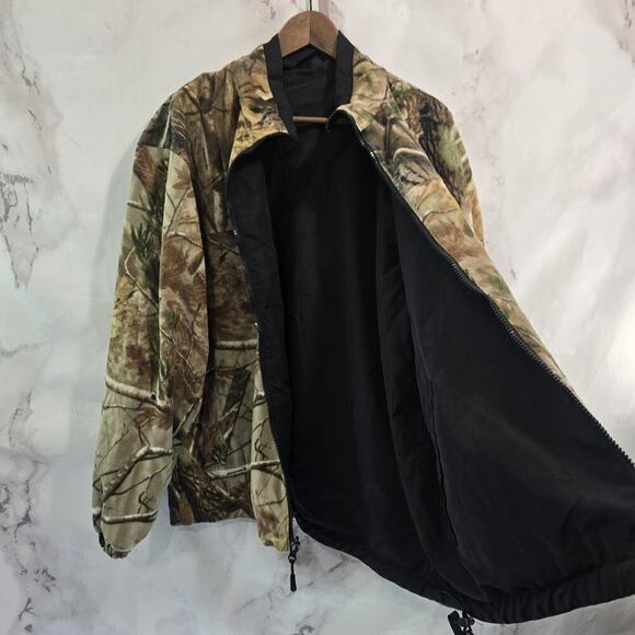 Habit Jacket Mens Large Camo Fleece Hunting Coat Zip Woodland Forest Quiet - Picture 8 of 12